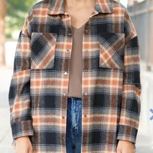 Chic Soul Orange & Black Shacket Size 2X|Chic Soul Orange & Black Jacket Size 2X